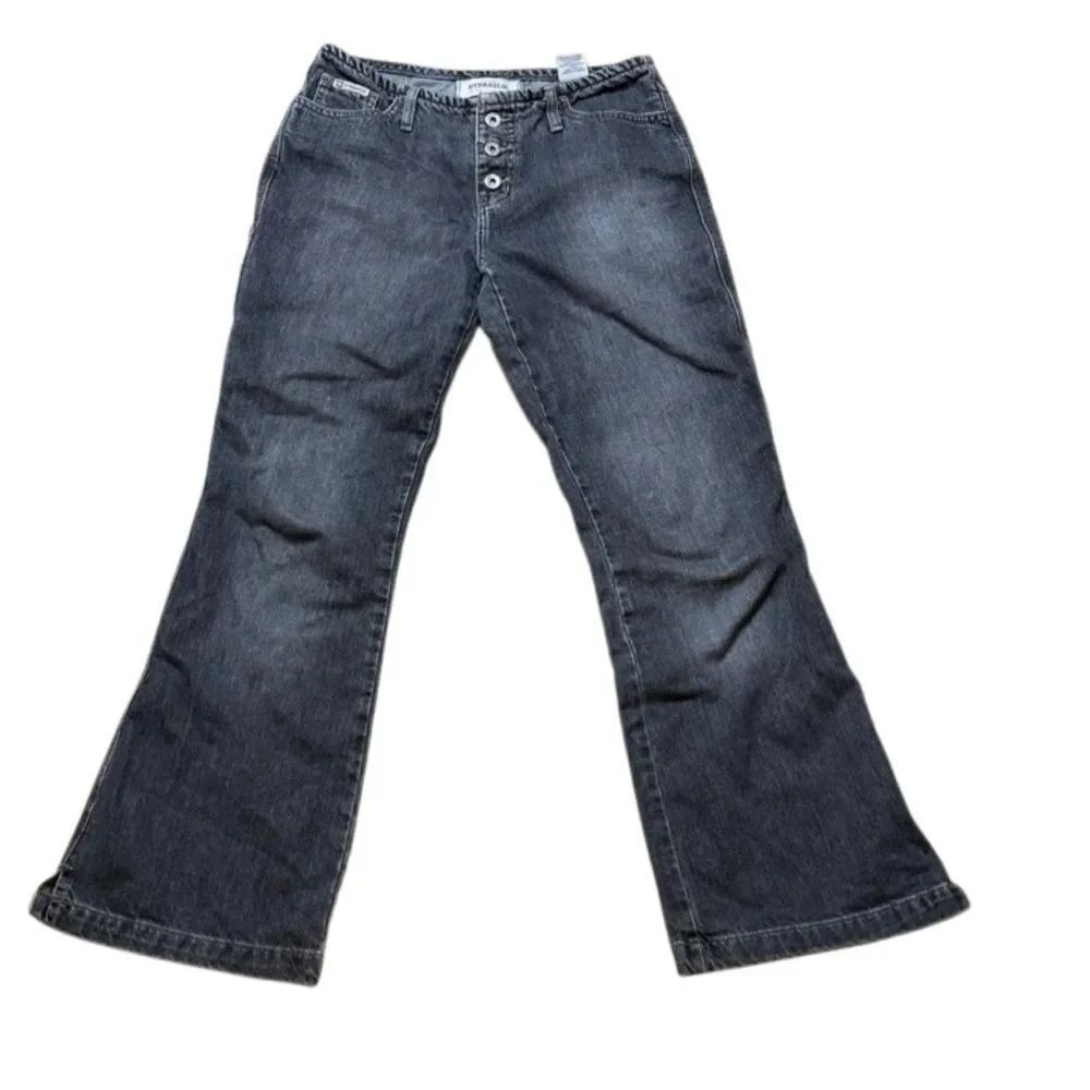 Y2K vintage Hydraulic low rise Flare button front waistless jeans size 5 / 6
